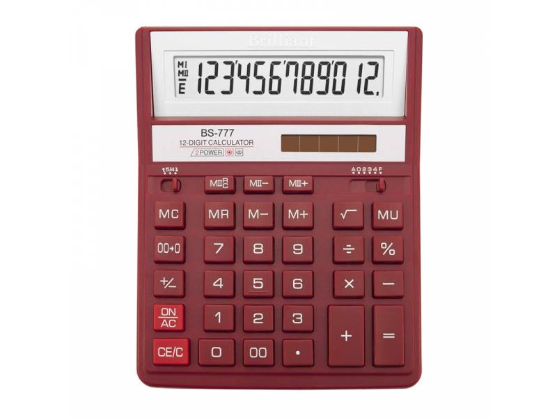 Калькулятор бухгалтерський Brilliant BS-777RD 12р. (157*200мм) (аналог Citizen 888) червоний Калькулятор бухгалтерський Brilliant BS-777RD 12р. (157*200мм) (аналог Citizen 888) червоний