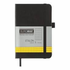 Блокнот Buromax діловий ETALON 95*140мм 96л клітинка, штучна шкіра на гумці, чорний Блокнот Buromax діловий ETALON 95*140мм 96л клітинка, штучна шкіра на гумці, чорний
