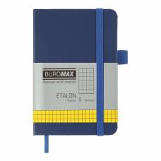Блокнот Buromax діловий ETALON 95*140мм 96л клітинка, штучна шкіра на гумці, синій Блокнот Buromax діловий ETALON 95*140мм 96л клітинка, штучна шкіра на гумці, синій