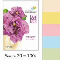 Папір КМА кольоровий А4 набір Spectra Color 160г/м 5*20/100л мікс ПАСТЕЛЬ (054)