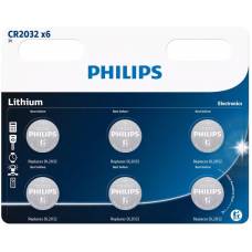 Елемент живлення таблетка Philips CR2032 LITHIUM (блістер 6шт.)