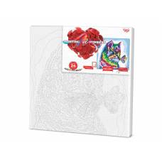 картина за номерами Danko Toys  КИЦЯ З МЕТЕЛИКОМ 400*400мм