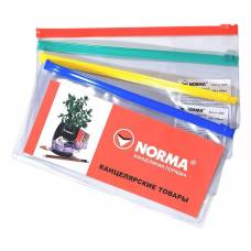 Папка пластикова на блискавці Norma конверт DL прозорий, асорті