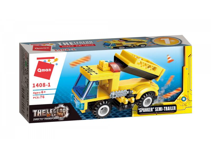 Qman 1408-1 ТРАНСПОРТ БУДІВЕЛЬНИЙ (SPANKER SEMI-TRAILER) 76 дет. Qman 1408-1 ТРАНСПОРТ БУДІВЕЛЬНИЙ (SPANKER SEMI-TRAILER) 76 дет.