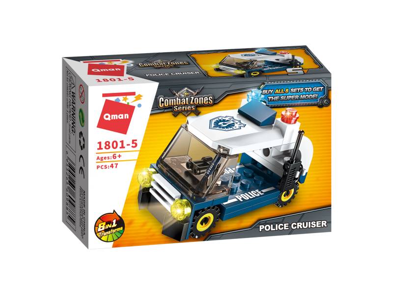 Qman 1801-5 ТРАНСПОРТ ПОЛІЦІЯ/ВЕРТОЛІТ (POLICE CRUISER) 47 дет. Qman 1801-5 ТРАНСПОРТ ПОЛІЦІЯ/ВЕРТОЛІТ (POLICE CRUISER) 47 дет.