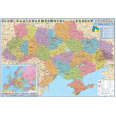 Мапа настінна ІПТ Україна. Адміністративний поділ. 160*110 см. М 1:850000 (картон, лак, планки)