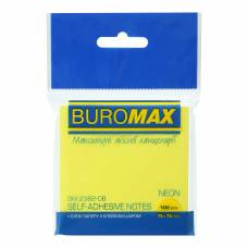 Стікери Buromax .NEON 75*75мм 100л. жовтий