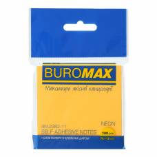 Стікери Buromax .NEON 75*75мм 100л. помаранчевий