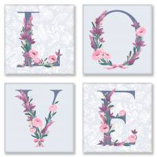 набір картина за номерами Ідейка 18*18см LOVE (4 шт.)