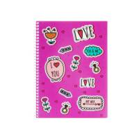 Зошит офісний Economix A5 VALENTINE:STICKERS 80л, спіральний, пластик. обкл.