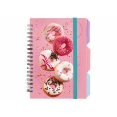 Блокнот спіральний Optima з роздільником CUPCAKE B6 100арк спіраль, пластік