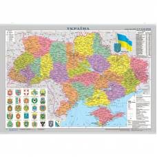 Мапа настінна ІПТ Україна. Адміністративний поділ. 65*45 см. М 1:2350000 (картон, планка)
