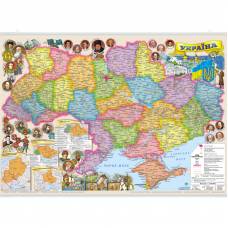Мапа настінна ІПТ Україна. Ілюстрована карта. 65*45 см. М 1:2200000 (картон, планка)