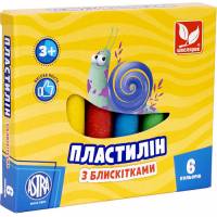 Пластилін Школярик круглий з блискітками 78гр. 6 кол.