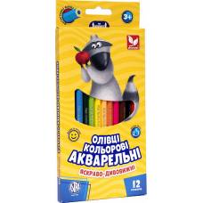Олівці кольорові Школярик шестигранні 12кол. акварельні Олівці кольорові Школярик шестигранні 12кол. акварельні