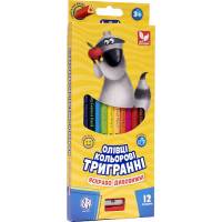 Олівці кольорові Школярик тригранні 12кол.+точилка