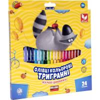 Олівці кольорові Школярик тригранні 24кол.+точилка