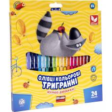Олівці кольорові Школярик тригранні 24кол.+точилка Олівці кольорові Школярик тригранні 24кол.+точилка