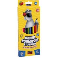 Олівці кольорові Школярик тригранні 12кол. з гумкою+точилка