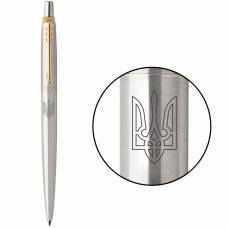 Ручка подарункова Parker JOTTER STAINLESS STEEL ТРИЗУБ ПРОЗОРИЙ позолота