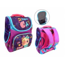Рюкзак LK ортопедичний короб SPACE SUPER CAT 34*26*15см, пурпурно-блакитний
