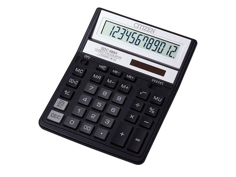 Калькулятор бухгалтерський Citizen SDC-888XBK 12р. (158*203мм) чорний Калькулятор бухгалтерський Citizen SDC-888XBK 12р. (158*203мм) чорний