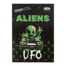 Папка шкільна для праці та зошитів Зібі картонна на гумках А4 UFO Папка шкільна для праці та зошитів Зібі картонна на гумках А4 UFO