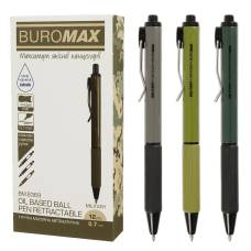 Ручка кулькова автоматична Buromax MILITARY 0.7мм, масляна з гумовим грипом