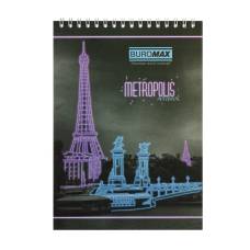 Блокнот спіральний Бюромакс METROPOLIS А5, 48л картонний на спіралі, фіолетовий