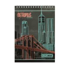 Блокнот спіральний Бюромакс METROPOLIS А5, 48л картонний на спіралі, червоний