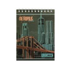 Блокнот спіральний Бюромакс METROPOLIS А6, 48л картонний на спіралі, червоний