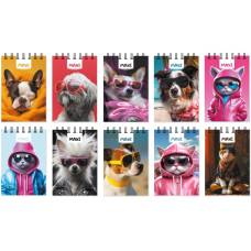 Блокнот спіральний Maxi A7 80л FASHION PETS, верхня спираль, пластик. обкл, асорті