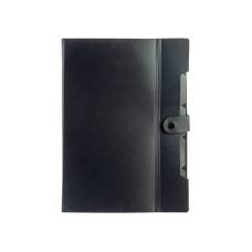 Папка пластикова на кнопці Optima A4 на 6відділеннь непрозора з розширенням, чорна з графітовим
