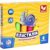 Пластилін Школярик круглий флуорисцентний 78гр. 6 кол.