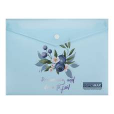 Папка пластикова на кнопці Buromax А5, BLUEBERRY ARABESKI матова напівпрозора, аквамарин