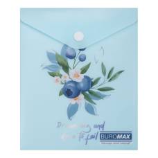 Папка пластикова на кнопці Buromax А6, BLUEBERRY ARABESKI матова напівпрозора, аквамарин