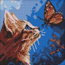 алмазна мозаїка Ідейка 30*30см КОТИК ТА МЕТЕЛИК