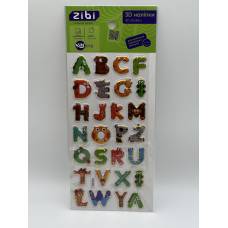 Наліпки Zibi 3D, 23 см. АНГЛІЙСЬКА АБЕТКА