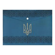Папка пластикова на кнопці Buromax А4 UKRAINE DECOR, синя