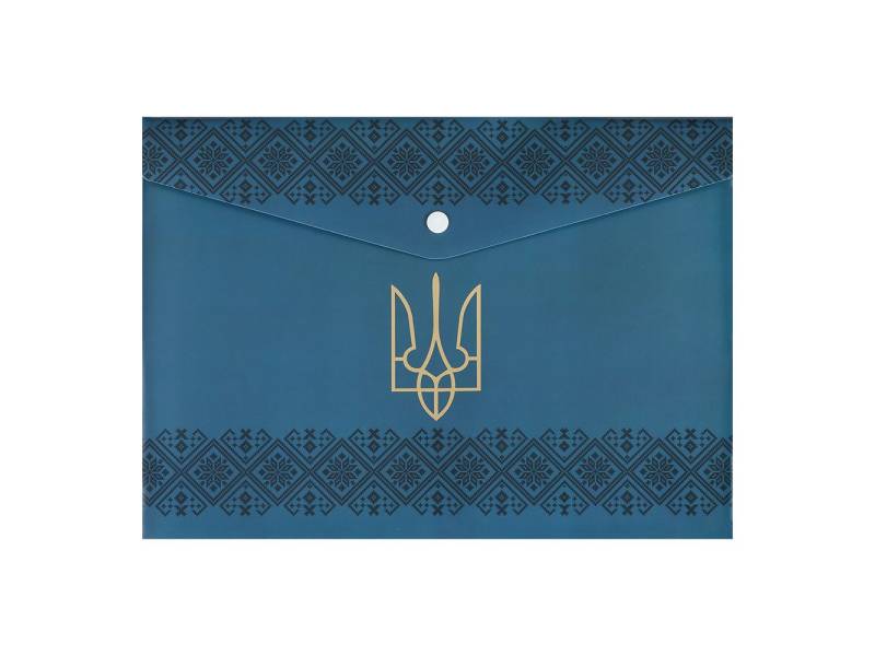 Папка пластикова на кнопці Buromax А4 UKRAINE DECOR, синя Папка пластикова на кнопці Buromax А4 UKRAINE DECOR, синя