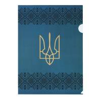 Папка пластикова кутик Buromax А4 UKRAINE DECOR, вишиванка, синя
