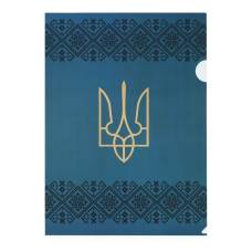 Папка пластикова кутик Buromax А4 UKRAINE DECOR, вишиванка, синя