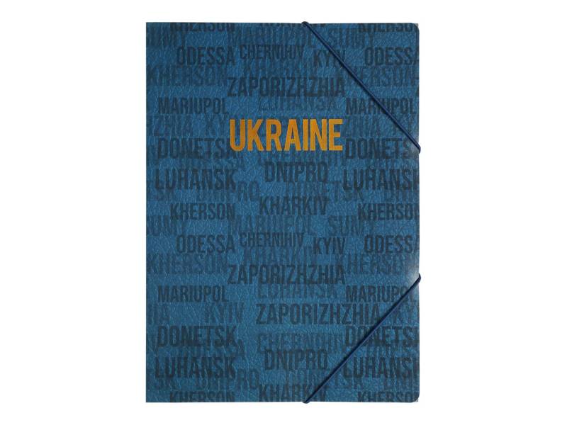 Папка пластикова на гумках Buromax А4 UKRAINE CITY, синя Папка пластикова на гумках Buromax А4 UKRAINE CITY, синя