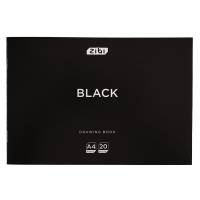 Альбом для малювання Zibi A4 BLACK 20л., 120г/м,  чорний