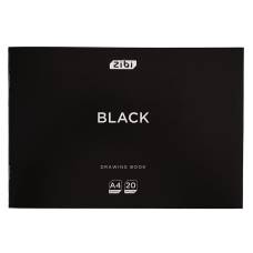 Альбом для малювання Zibi A4 BLACK 20л., 120г/м,  чорний