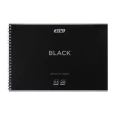 Альбом для малювання Zibi A4 спіраль BLACK 20л., 120г/м,  чорний